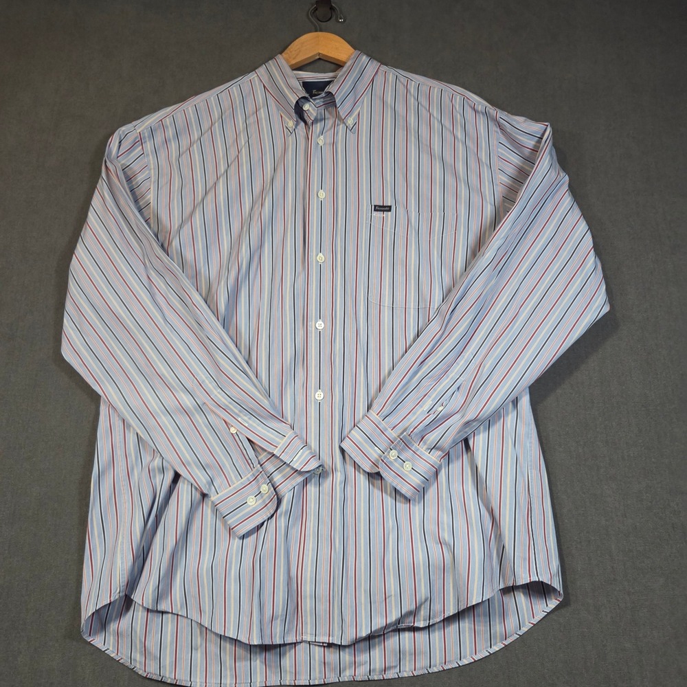Y2k Faconnable Button Down Shirt Mens XL Multi Color Striped Long Sleeve Cotton